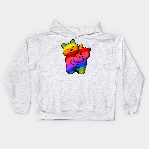 Rainbow Bears Kids Hoodie by wolfmanjaq